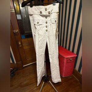 Stylish White Button-Front Women's Flare Jeans